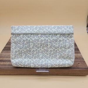 Lauren Merkin Large (11x7x2) Leopard Print Clutch or Cosmetic Pouch, Like New